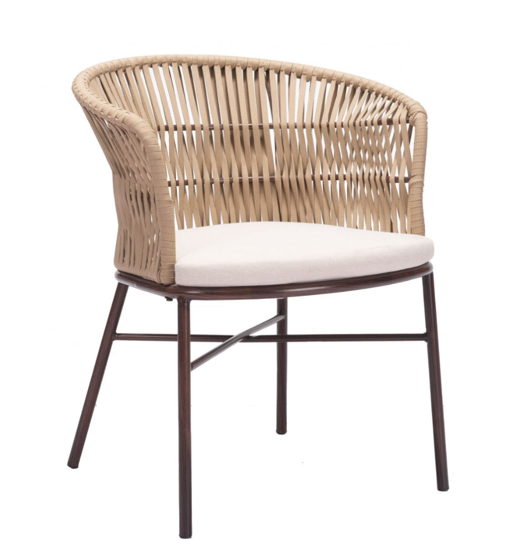 Silla curva tejida cafe