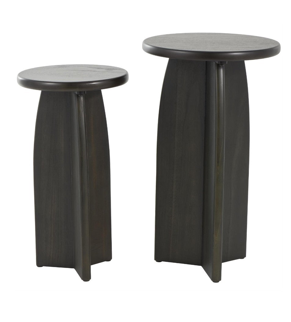 Set de dos mesas de acento madera obscuras