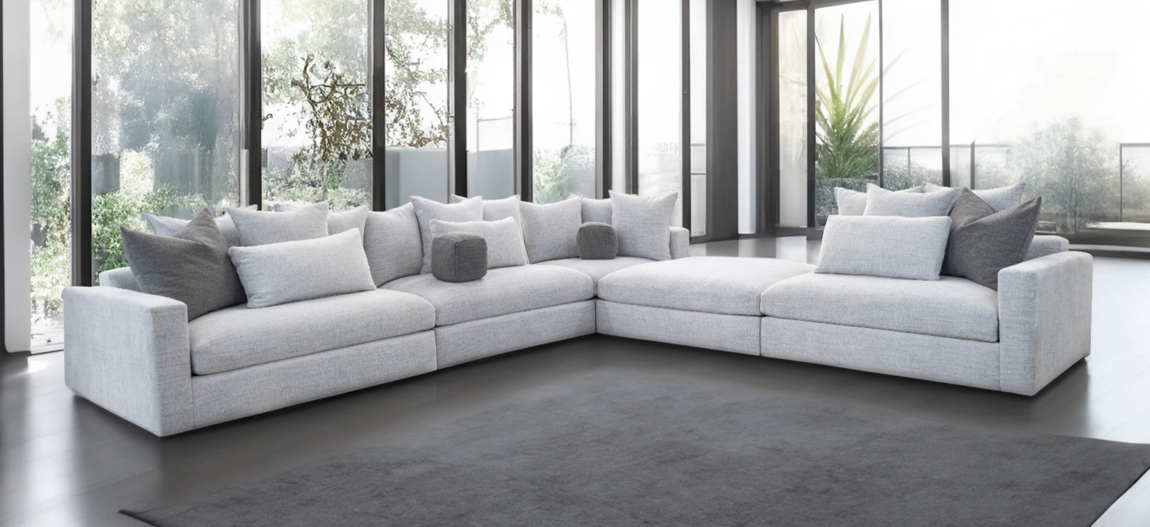 Sala seccional Rside en tela gris clara