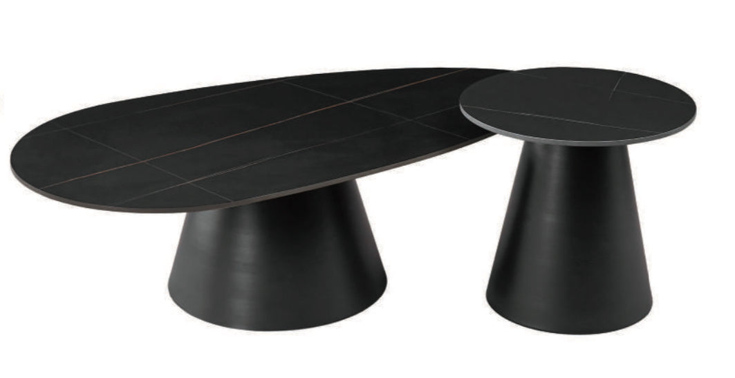 Mesa de centro dos piezas ovalada