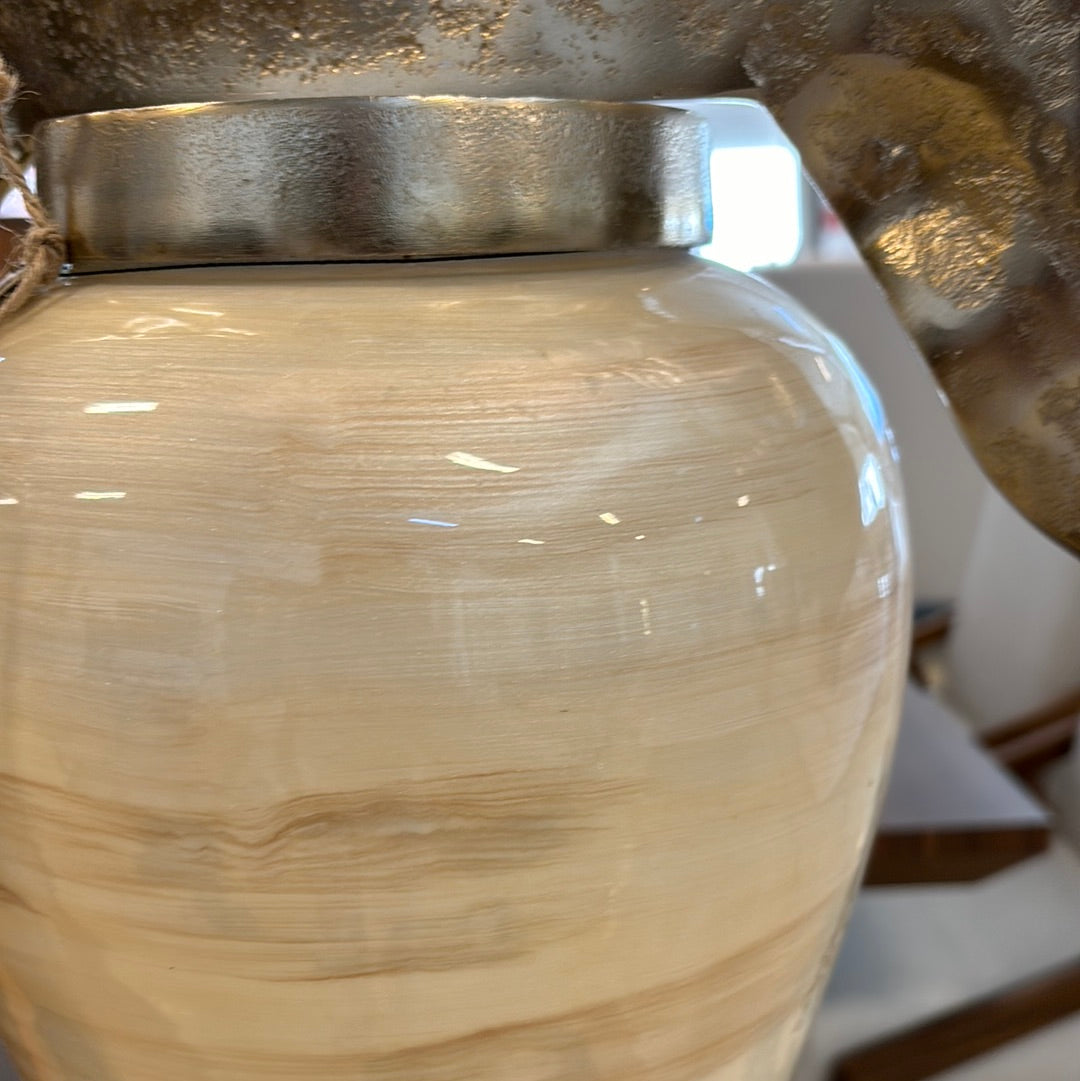 Jarrón cristal ivory detalle dorado