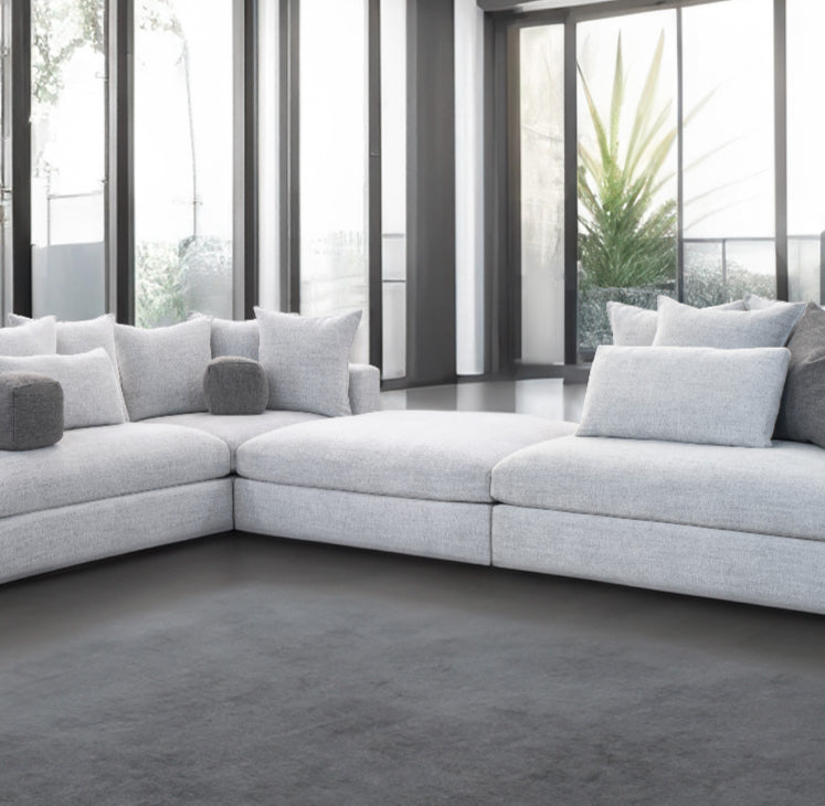Sala seccional Rside en tela gris clara