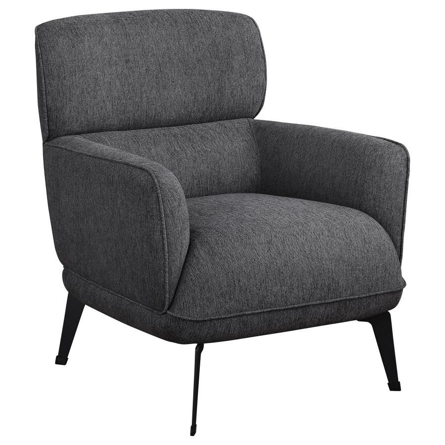 Sillón ocasional tela gris oxford pata metálica.