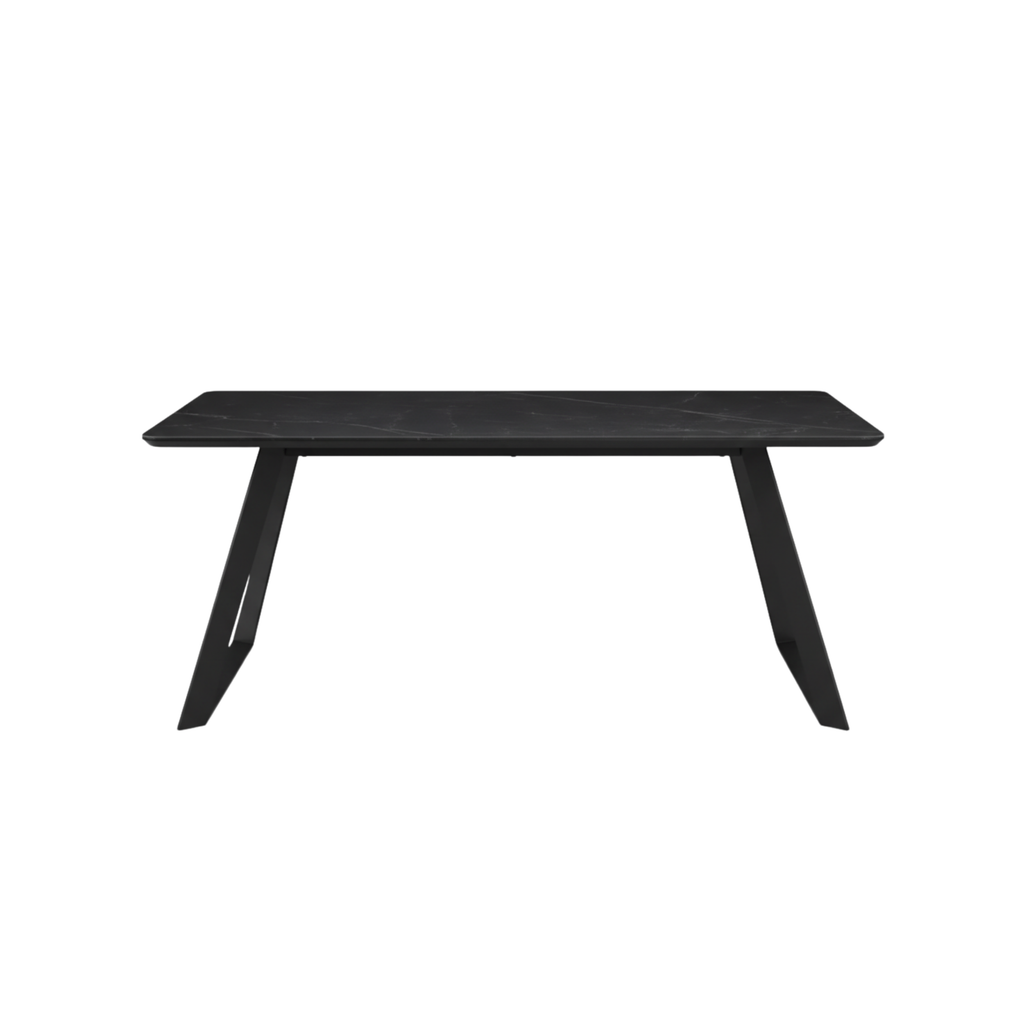 Mesa de comedor rectangular marmoleada negra