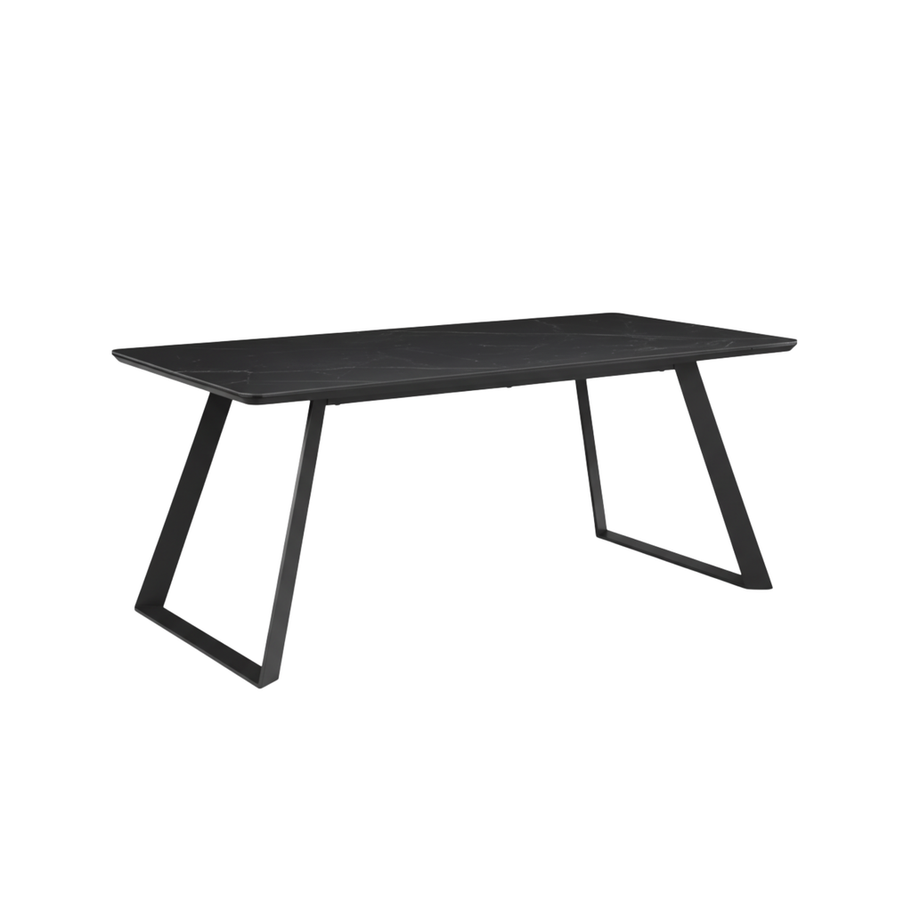 Mesa de comedor rectangular marmoleada negra