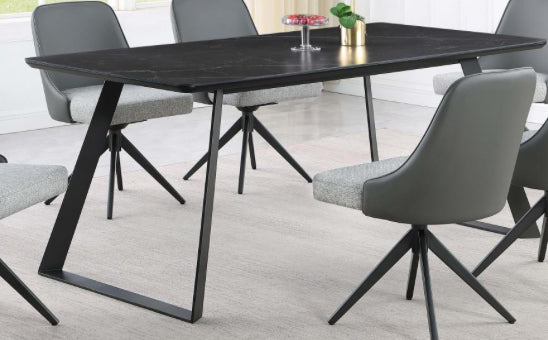Mesa de comedor rectangular marmoleada negra