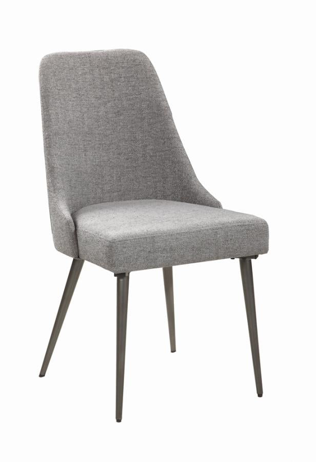 Silla curva en tela gris