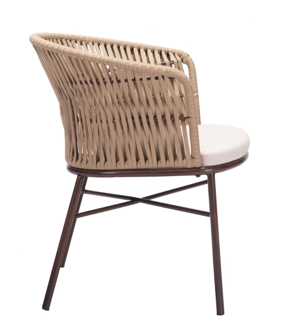 Silla curva tejida cafe