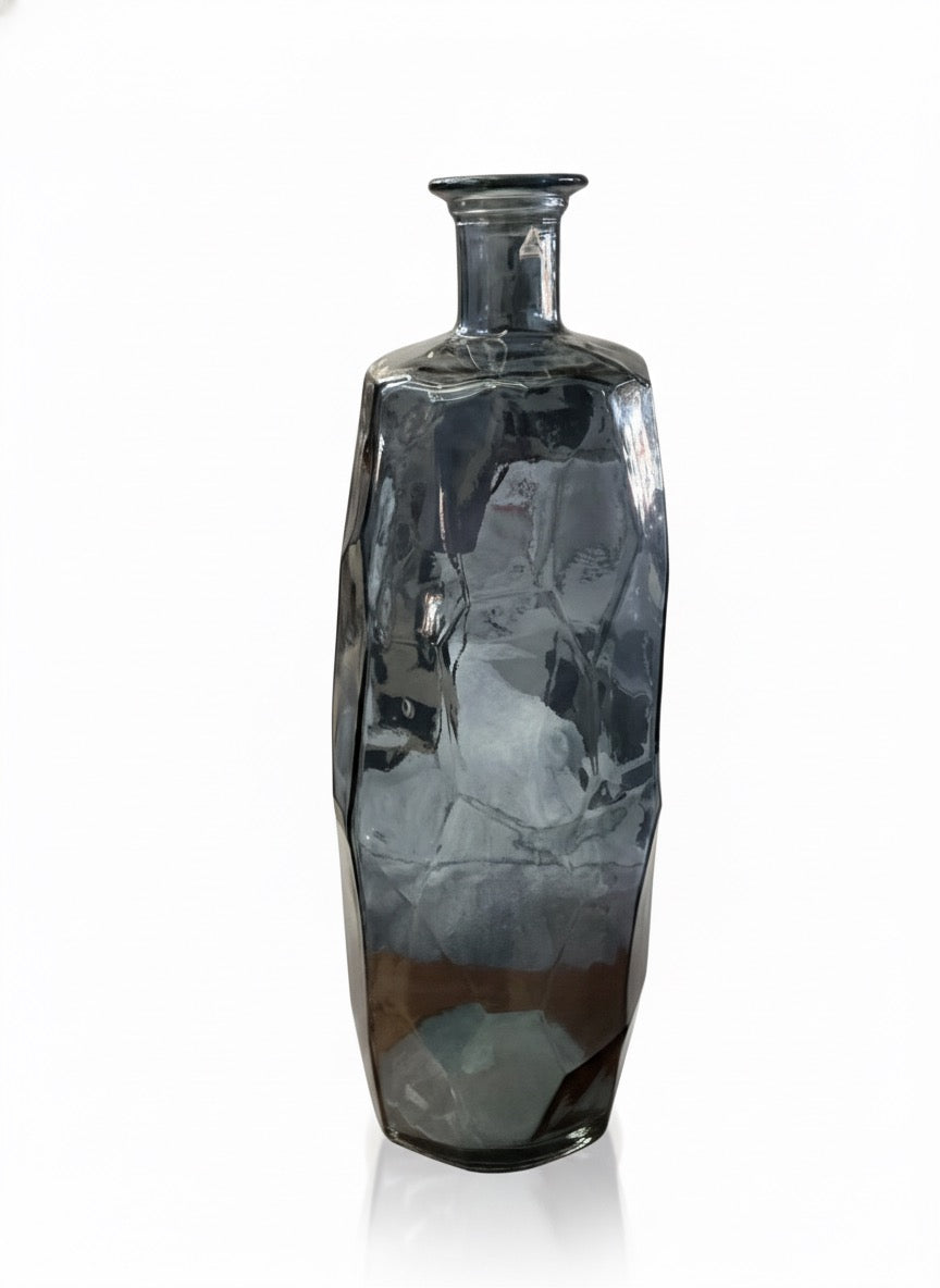 Jarron de vidrio color azul grande