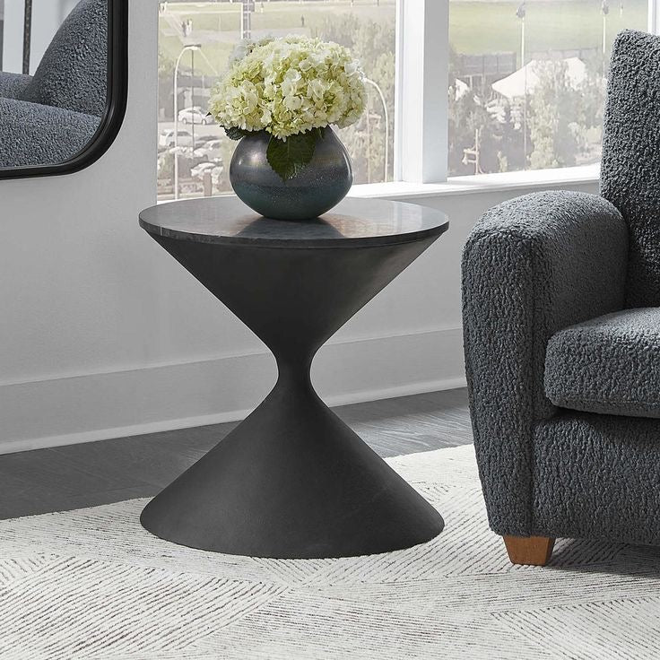Mesa lateral cubierta de mármol gris negro