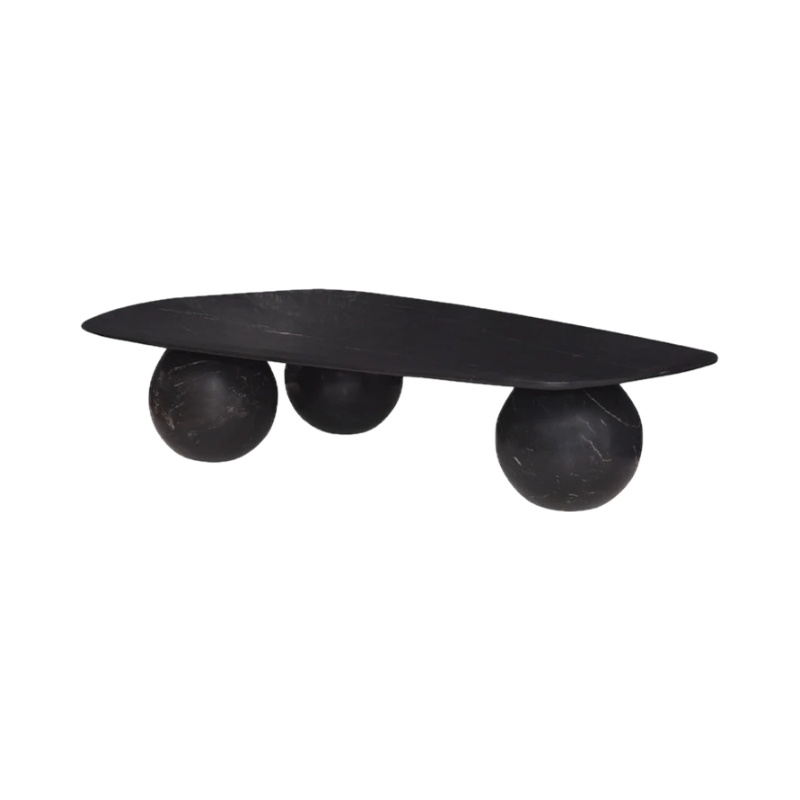 Mesa de centro ovalada en mármol negro