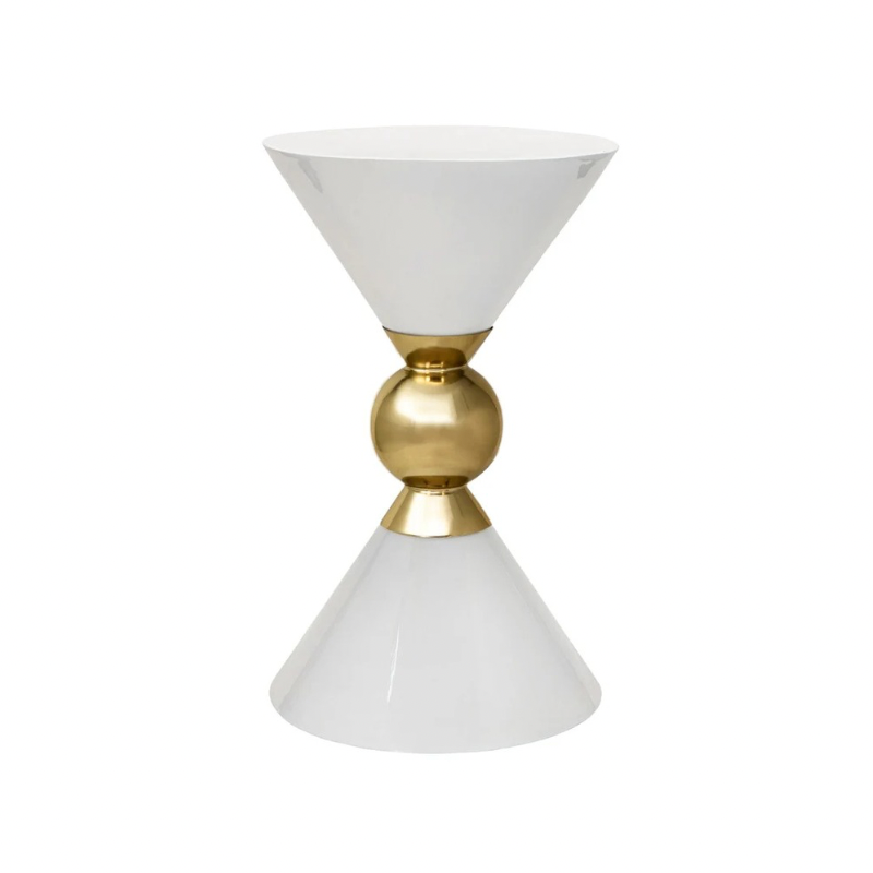 Mesa auxiliar blanco dorado, cubierta espejo
