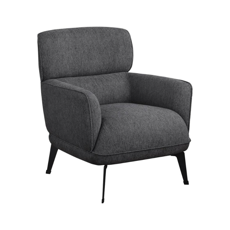 Sillón ocasional tela gris oxford pata metálica.