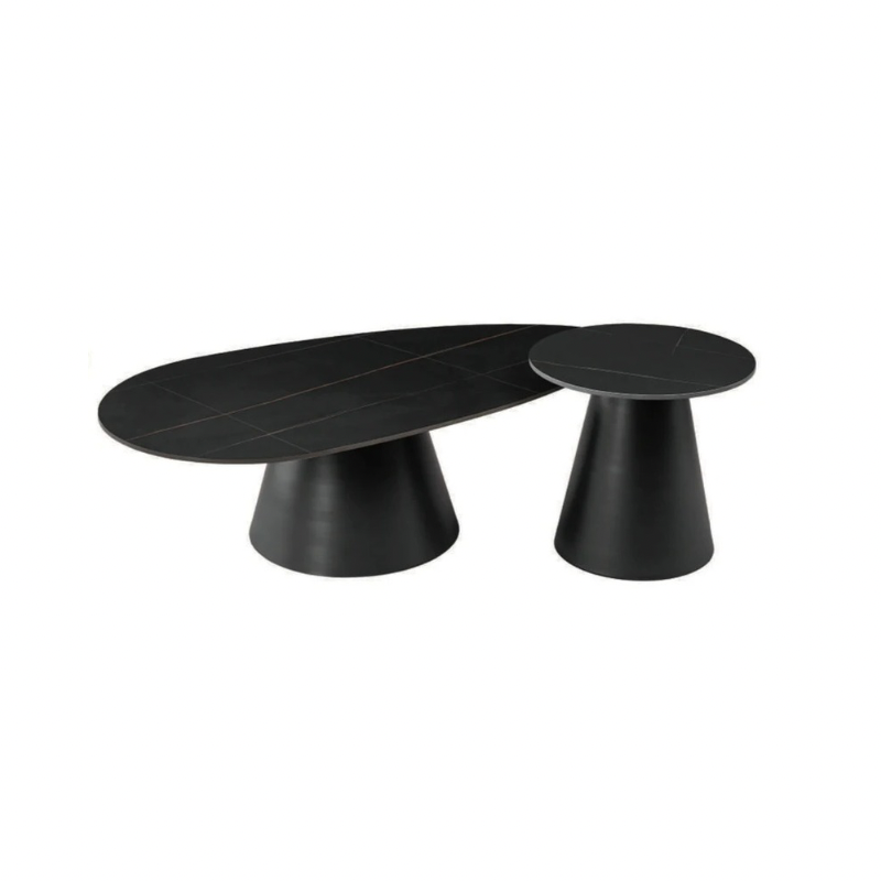 Mesa de centro dos piezas ovalada