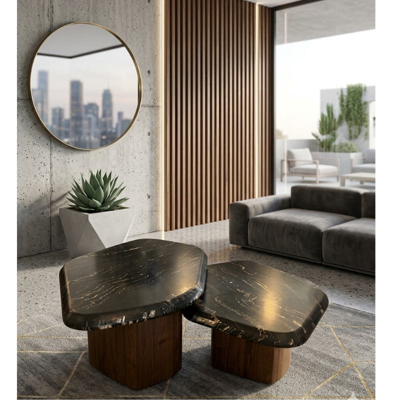 Set Mesa De Centro Cubierta De Mármol