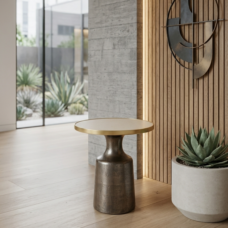 Mesa De Acento Cubierta De Mármol