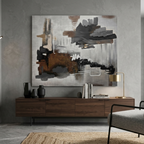 Cuadro abstracto en tonos ocres gris