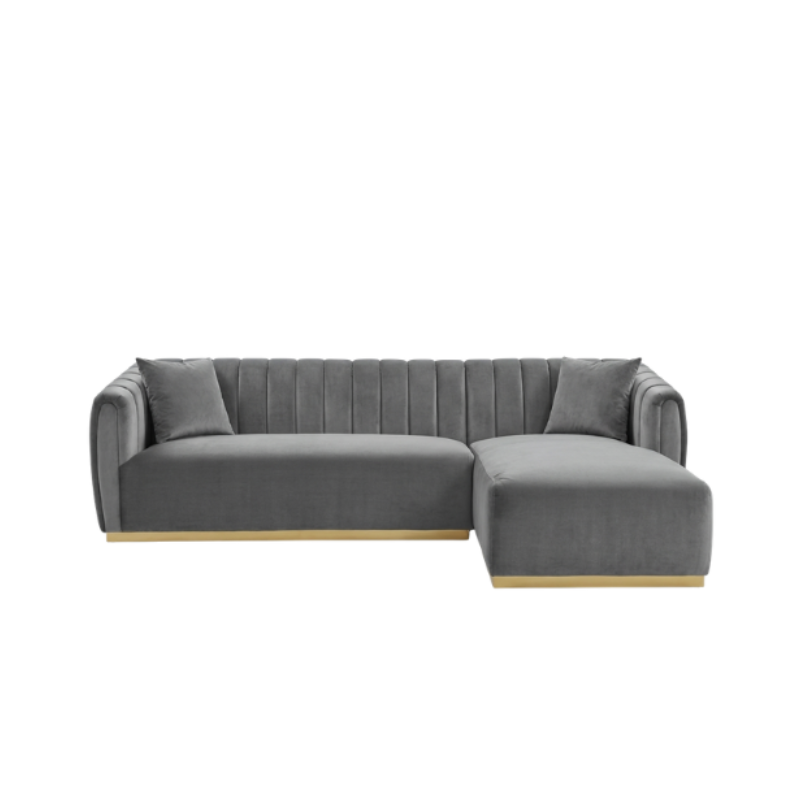 Sofa con chaise en Velvet gris
