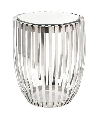 Mesa lateral Metálica cromo con espejo