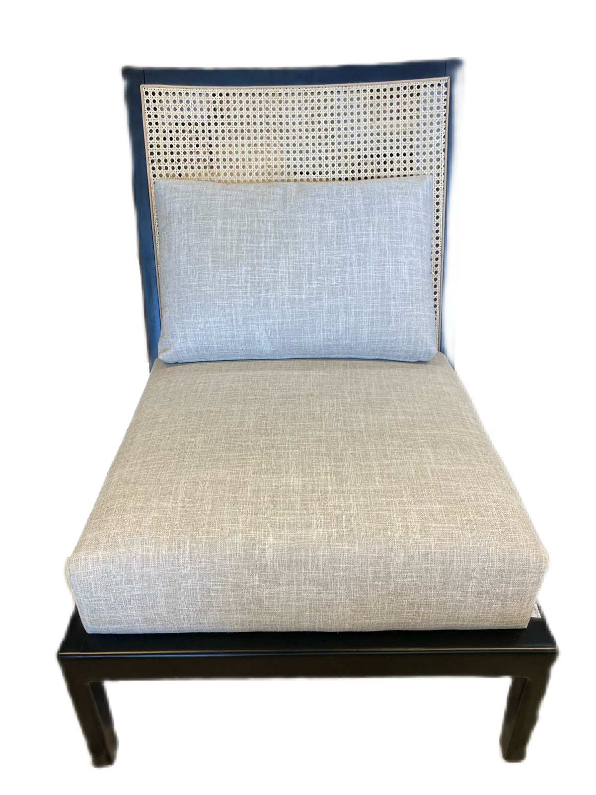 Sillón Ocasional en tela y respaldo bejuco