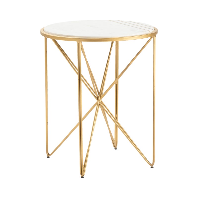 Mesa auxiliar mármol detalle dorado