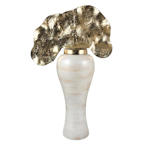 Jarrón cristal ivory detalle dorado